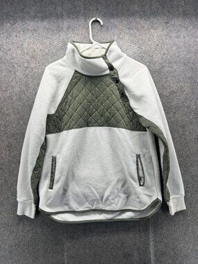 Abercrombie & Fitch Jacket Womens Medium White Quilted Fleece Snap Pullover
